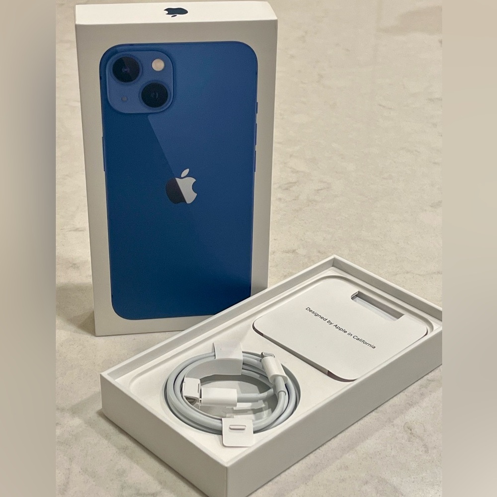 Apple iPhone 13 Gift Box and Original Charging Cord - Blue